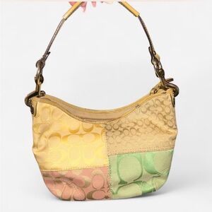 Vintage y2k Coach Patchwork Shoulder Hobo Bag - Yellow, Pink, Green